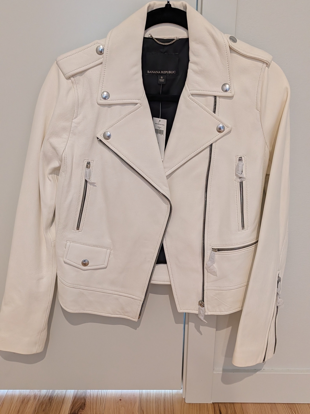 Banana Republic Off-White Leather Moto Jacket